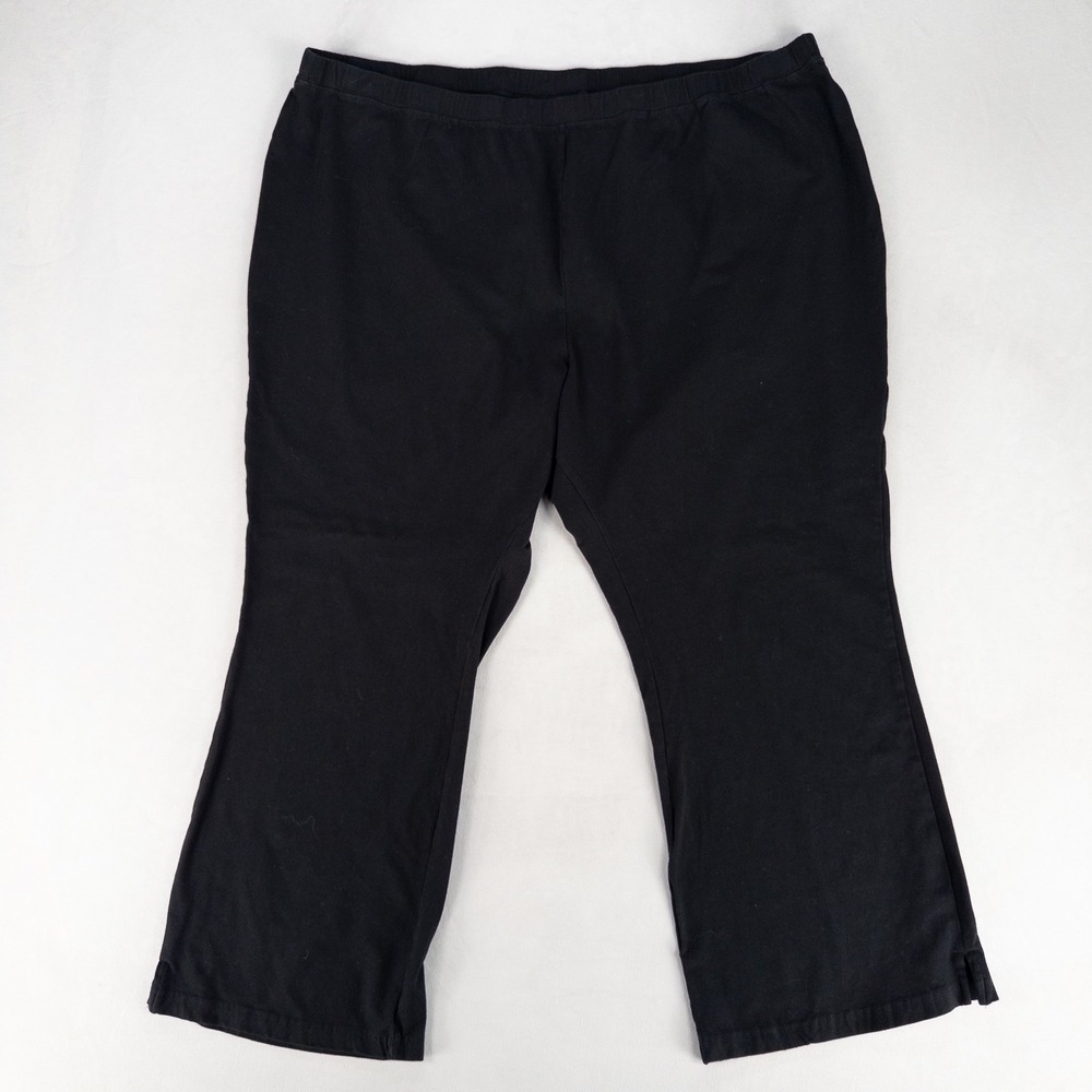 Woman Within Pants 3X PETITE Black Bootcut Elastic Waist Jersey Knit Stretch